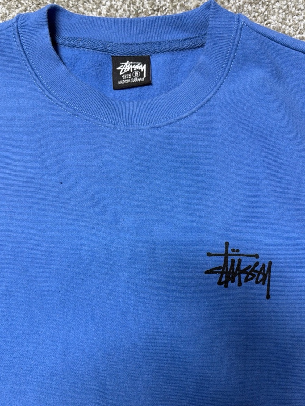 Stussy Blue Crewneck Sweater with Black Logo